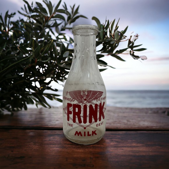Vintage Carlson Frink Quart Glass Bottle Denver Colorado Pyroglazed TC9